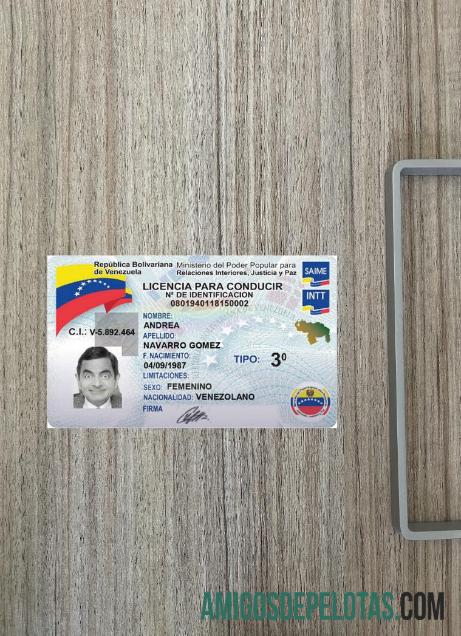 Carteira de motorista da Venezuela 2023 presente fotolook frente modelo
